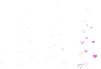 Light Pink, Yellow vector backdrop with sweet hearts.