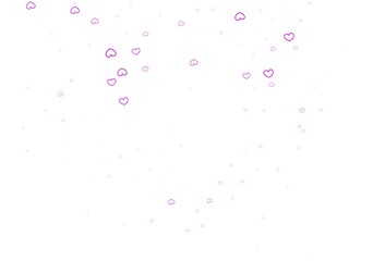 Light Purple, Pink vector background with Shining hearts.