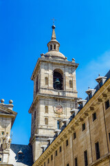 Fototapeta na wymiar It's Bell tower of the Royal Seat of San Lorenzo de El Escorial, Spain. UNESCO world heritage