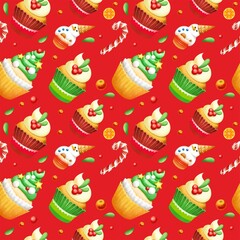 Christmas seamless print. Patterns for packaging, fabrics and patterns. Qualitative illustrations for your creativity.