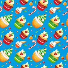 Christmas seamless print. Patterns for packaging, fabrics and patterns. Qualitative illustrations for your creativity.