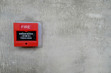 fire alarm box on wall for warning and security system