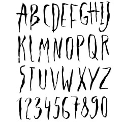 Modern brush line art lettering. Grunge handdrawn font. Vector illustration.
