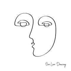 Fashion One line drawing women face