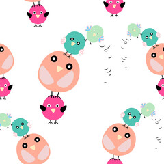 seamless  of funny cartoon birds pattern background vector eps.10