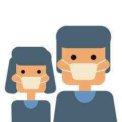 man and woman  with safety mask vector eps.10
