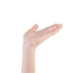 Woman hand isolated on white background with clipping path included.
