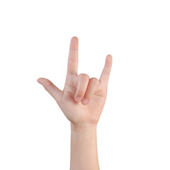 I love you hand symbol gesture isolated on white with clipping path
