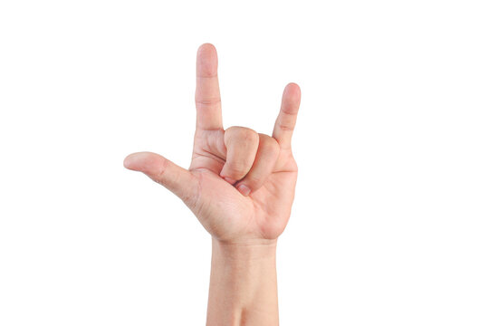I love you hand symbol gesture isolated on white with clipping path