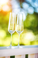 Two romantic glasses of sparkling champagne