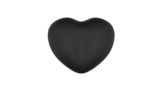 Black black heart beats. 3d illustration. Grunge splatter. Heart concept. Minimalistic cover footage. 3d minimal motion design 4k