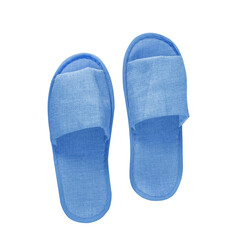 Blue textile slippers or  isolated on white background with clipping path