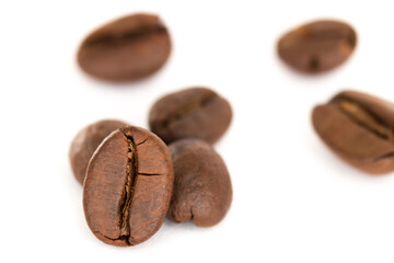 coffee beans close-up on a white background