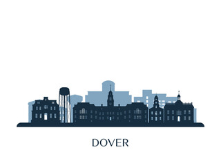 Fototapeta premium Dover skyline, monochrome silhouette. Vector illustration.