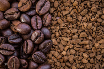 background from coffee beans and sublimated coffee