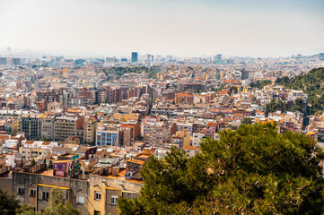 Fototapeta na wymiar It's Panorama of Barcelona, Catalonia. View from the Parc Guell