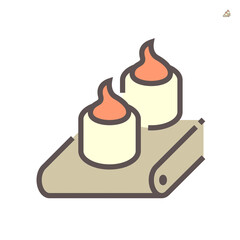 Sweet food on production line in food processing, vector icon design on white background, 64x64 pixel perfect and editable stroke.