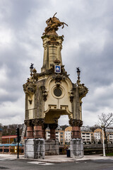 Fototapeta premium It's Column of the Maria Cristina Bridge over the river Urumea, San Sebastian, Spain. San Sebastian will be the European Capital of Culture in 2016