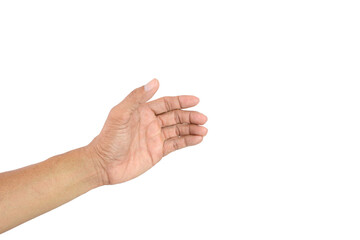 Empty hand holding isolated on the white background.