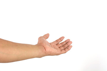 Empty hand holding isolated on the white background.