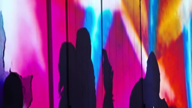 Facade projection mapping in main square of Szentendre, Hungary.