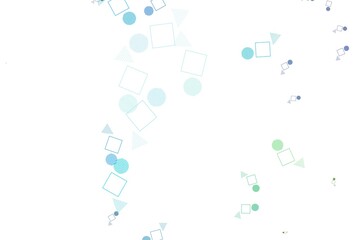 Obraz premium Light Blue, Green vector template with crystals, circles, squares.