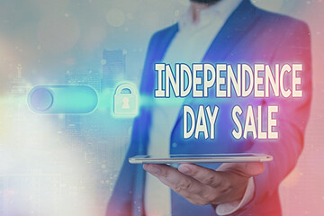Handwriting text Independence Day Sale. Conceptual photo Anniversary Bargain Celebration of Freedom of the Republic