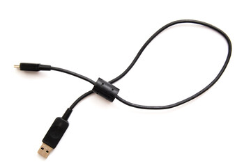 Obraz premium black USB cable isolated