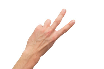 Male left hand counting isolated