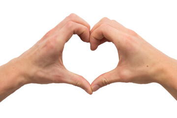 Two hands making heart from fingers