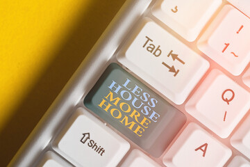 Obraz premium Writing note showing Less House More Home. Business concept for small family community Bonding and stay together