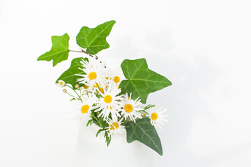 マーガレットとアイビーの花束