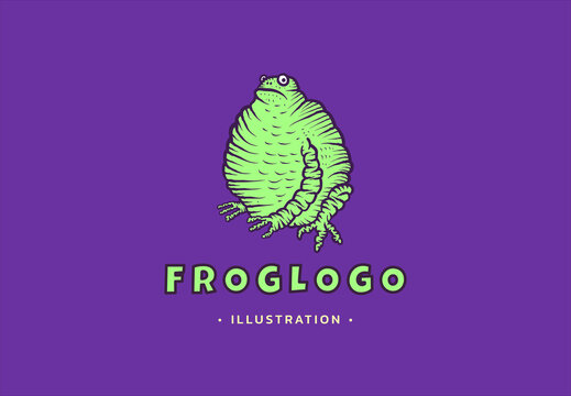 Frog. Logotype. Cartoon vector illustration