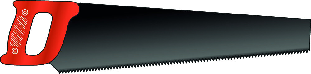 Hand saw for wood with a red handle. Hand tool. Image isolated on a white background.