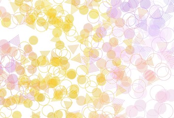 Light Pink, Yellow vector template with crystals, circles.