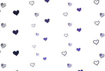 Light Purple vector pattern with colorful hearts.