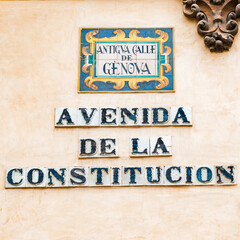 It's Avenue of the Constitution sign, Seville, Spain.