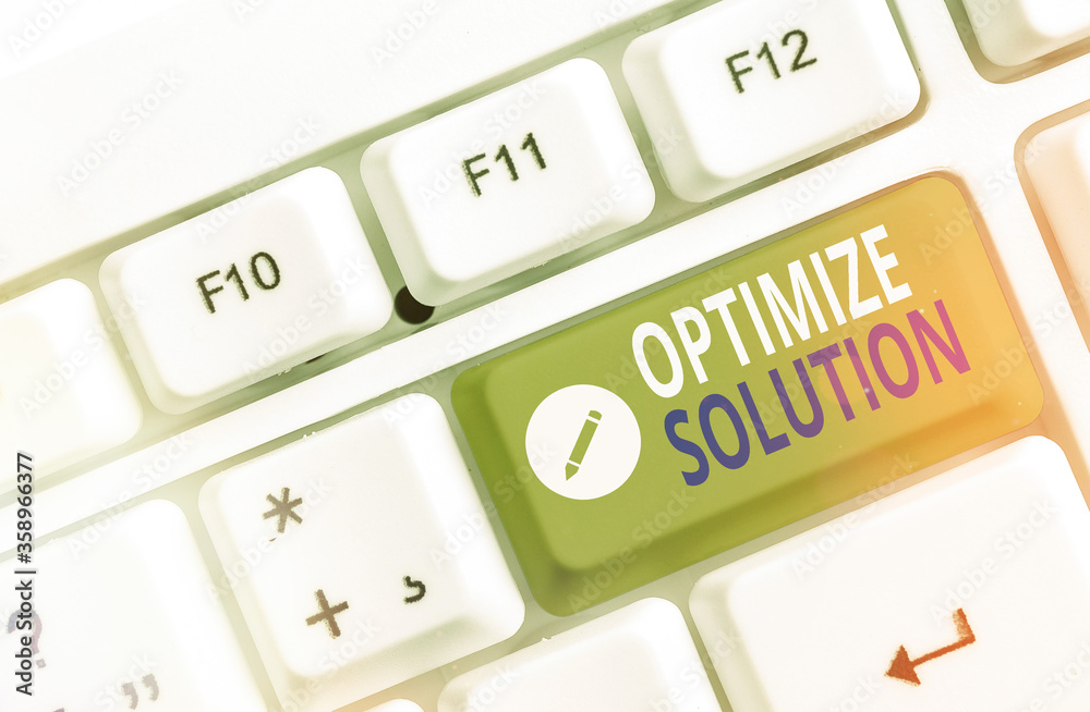 Poster handwriting text optimize solution. conceptual photo process of finding the greatest value of the so