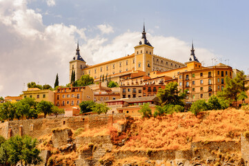 Fototapeta na wymiar Alcazar of Toledo, a stone fortification located in the highest part of Toledo, Spain.