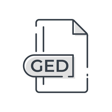 recommend clip art: GED Icon. GED File Format extension line icon.