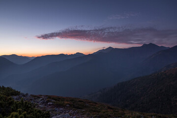 Spectacular sunrise in mountains