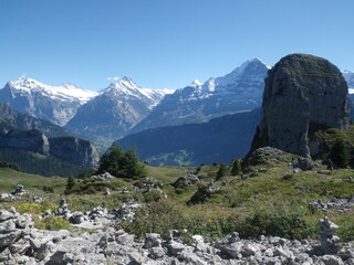 Fototapeta na wymiar trekking in the Swiss Alps