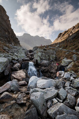 Mountain stream and small cascade in Tatras