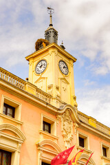 Fototapeta na wymiar Clock tower of the city hall