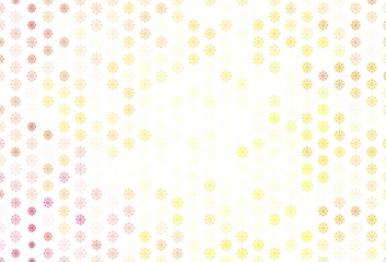 Light Red, Yellow vector template with ice snowflakes.