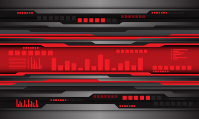 Abstract grey metallic black circuit red digital wave design modern futuristic technology background vector illustration.