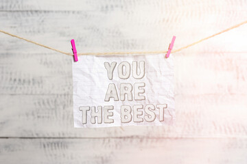 Handwriting text writing You Are The Best. Conceptual photo grateful to someone who do better than...