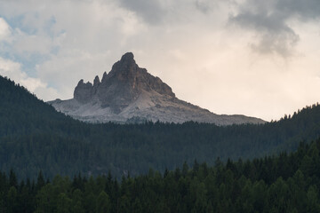 Beautiful mountain landscape in Dolomites, peak near Cortina d'Ampezzo, Italy