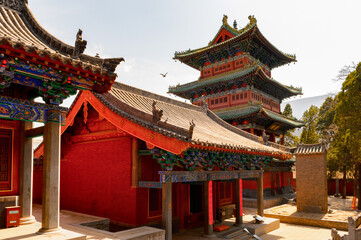 Fototapeta premium It's Pagoda at the Authentic Shaolin Monastery (Shaolin Temple), a Zen Buddhist temple. UNESCO World Heritage site