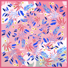 Romantic  Leaves Scarf Texture Print Pattern